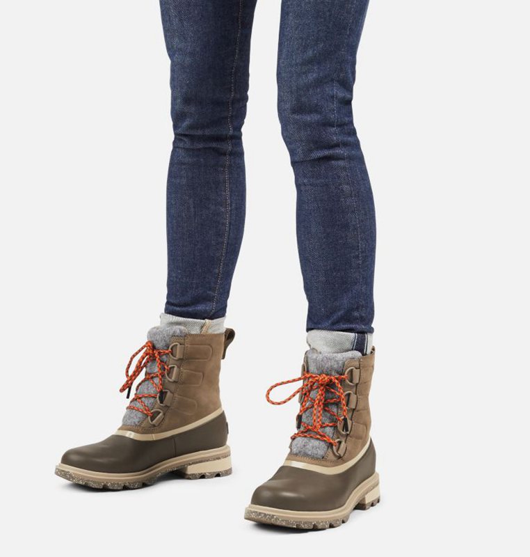 Sorel Dam Gummistövlar Khaki - Lennox™ Street Lace Mid - CED-562148